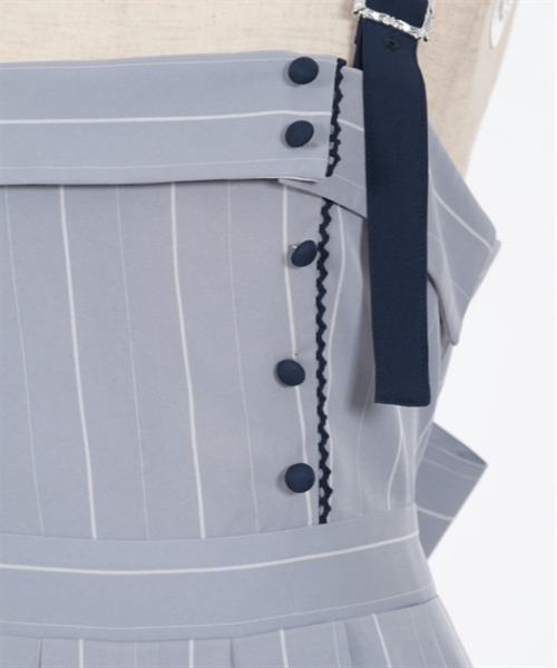 axes femme（アクシーズファム）の「バックリボンストライプジャンパースカート（ジャンパースカート・レディース・グレー/ホワイト/ネイビー・FREE）」の20枚目の写真