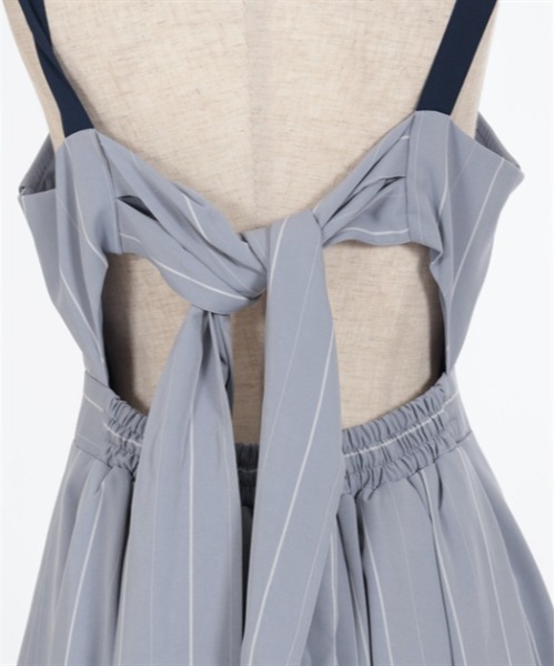 axes femme（アクシーズファム）の「バックリボンストライプジャンパースカート（ジャンパースカート・レディース・グレー/ホワイト/ネイビー・FREE）」の21枚目の写真