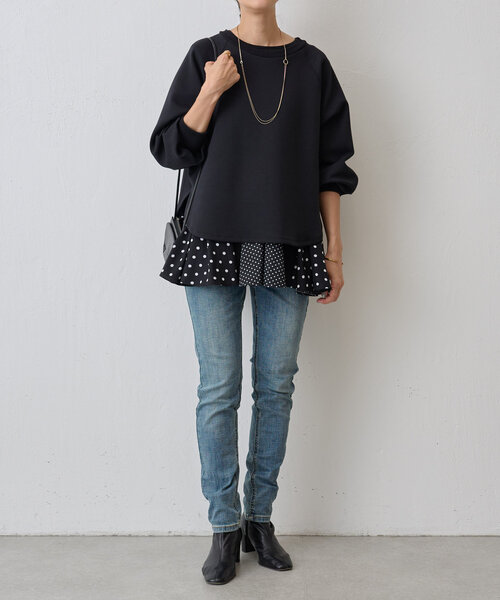 未使用BEARDSLEYヘムフレアチュニック BEARDSLEY ヘムフレアチュニックブラック