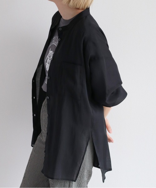 cepo（セポ）の「バンドカラー スリットシアーオーバーシャツ（シャツ/ブラウス・レディース・ブラック/オフホワイト/オレンジ・M）」の13枚目の写真