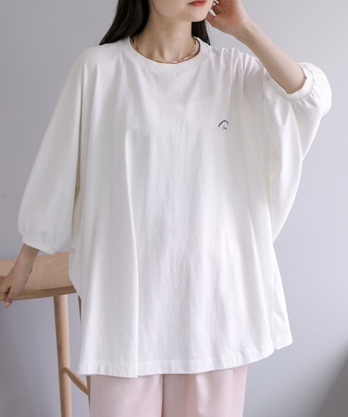 PUAL CE CIN(ピュアルセシン)の「汗に負けない!チュニックTシャツ(Tシャツ/カットソー・レディース・ベージュ/サックスブルー/イエロー/オフホワイト・FREE)」の3枚目の写真