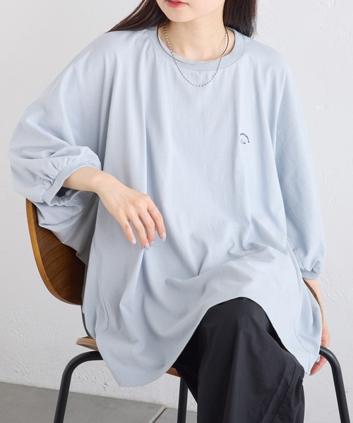 PUAL CE CIN(ピュアルセシン)の「汗に負けない!チュニックTシャツ(Tシャツ/カットソー・レディース・ベージュ/サックスブルー/イエロー/オフホワイト・FREE)」の4枚目の写真