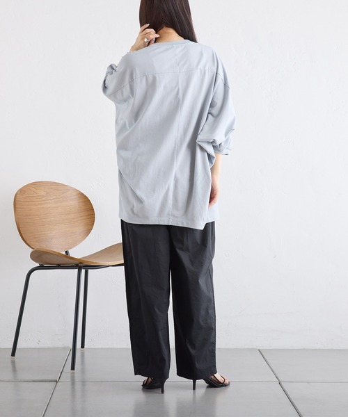 PUAL CE CIN(ピュアルセシン)の「汗に負けない!チュニックTシャツ(Tシャツ/カットソー・レディース・ベージュ/サックスブルー/イエロー/オフホワイト・FREE)」の9枚目の写真