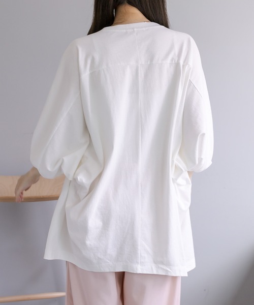 PUAL CE CIN(ピュアルセシン)の「汗に負けない!チュニックTシャツ(Tシャツ/カットソー・レディース・ベージュ/サックスブルー/イエロー/オフホワイト・FREE)」の17枚目の写真