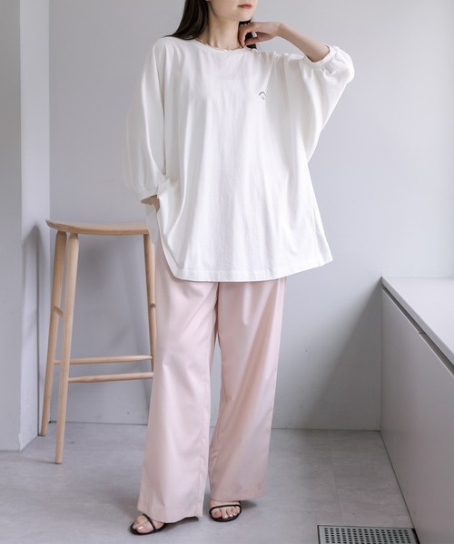 PUAL CE CIN(ピュアルセシン)の「汗に負けない!チュニックTシャツ(Tシャツ/カットソー・レディース・ベージュ/サックスブルー/イエロー/オフホワイト・FREE)」の18枚目の写真