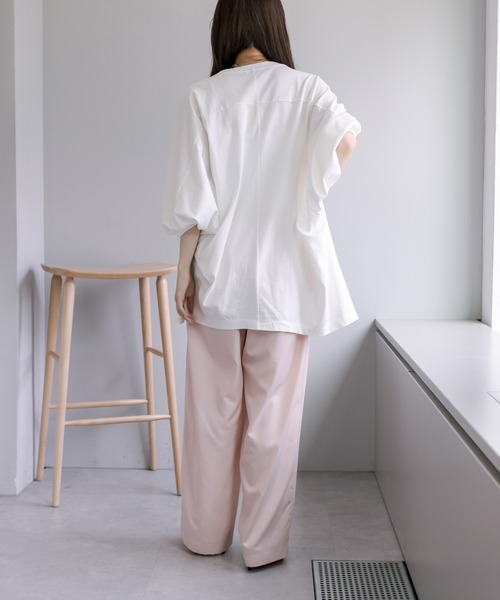 PUAL CE CIN(ピュアルセシン)の「汗に負けない!チュニックTシャツ(Tシャツ/カットソー・レディース・ベージュ/サックスブルー/イエロー/オフホワイト・FREE)」の19枚目の写真