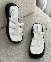 by muni:r | トリプルリボンプラットフォームサンダル(パンプス)