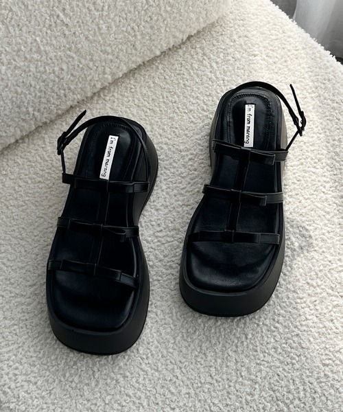 by muni:r（バイ ムニール）の「トリプルリボンプラットフォームサンダル（パンプス・レディース・ホワイト/シルバー/ブラック・25.0cm/24.5cm/24.0cm/23.5cm/23.0cm）」の15枚目の写真