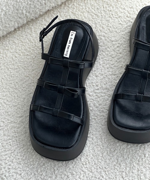 by muni:r（バイ ムニール）の「トリプルリボンプラットフォームサンダル（パンプス・レディース・ホワイト/シルバー/ブラック・25.0cm/24.5cm/24.0cm/23.5cm/23.0cm）」の16枚目の写真