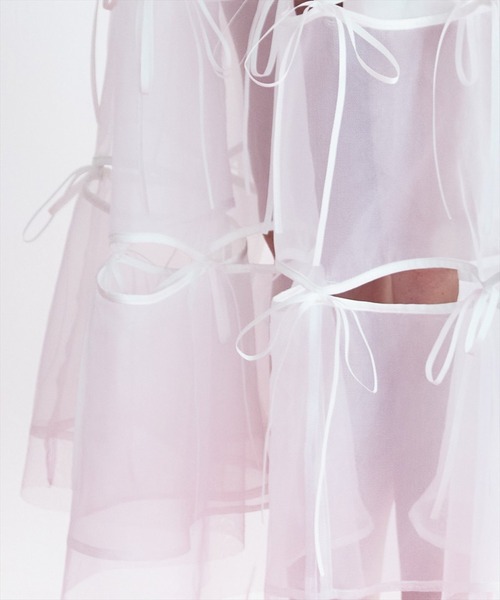 REDYAZEL（レディアゼル）の「リボンデザインチュールスカート（スカート・レディース・グレー/オフホワイト/ブラック・FREE）」の9枚目の写真