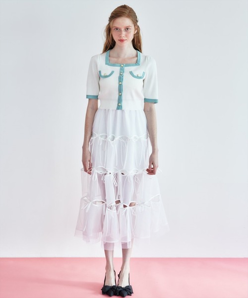 REDYAZEL（レディアゼル）の「リボンデザインチュールスカート（スカート・レディース・グレー/オフホワイト/ブラック・FREE）」の10枚目の写真