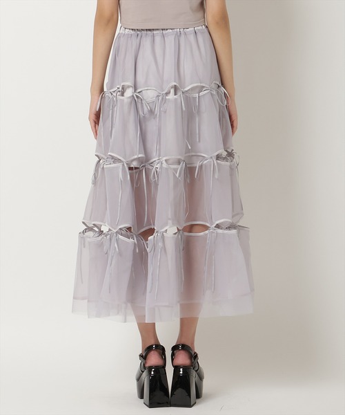 REDYAZEL（レディアゼル）の「リボンデザインチュールスカート（スカート・レディース・グレー/オフホワイト/ブラック・FREE）」の17枚目の写真