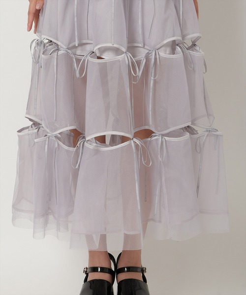 REDYAZEL（レディアゼル）の「リボンデザインチュールスカート（スカート・レディース・グレー/オフホワイト/ブラック・FREE）」の19枚目の写真