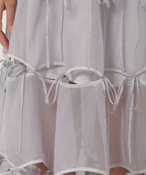 REDYAZEL（レディアゼル）の「リボンデザインチュールスカート（スカート・レディース・グレー/オフホワイト/ブラック・FREE）」の20枚目の写真