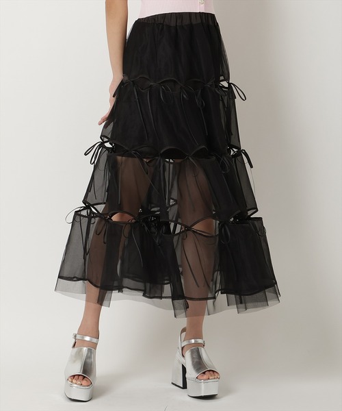 REDYAZEL（レディアゼル）の「リボンデザインチュールスカート（スカート・レディース・グレー/オフホワイト/ブラック・FREE）」の21枚目の写真