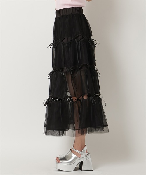 REDYAZEL（レディアゼル）の「リボンデザインチュールスカート（スカート・レディース・グレー/オフホワイト/ブラック・FREE）」の22枚目の写真