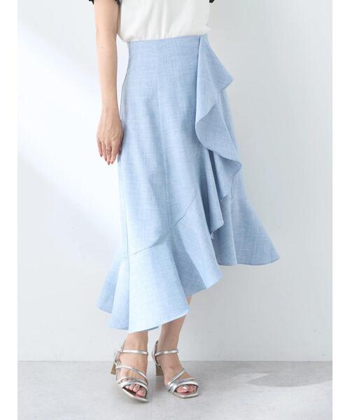 earth music&ecology（アースミュージックアンドエコロジー）の「アシメペプラムフレアバックレースミディ丈スカート（スカート・レディース・ブルー/ブラック/ホワイト・S/M）」の22枚目の写真