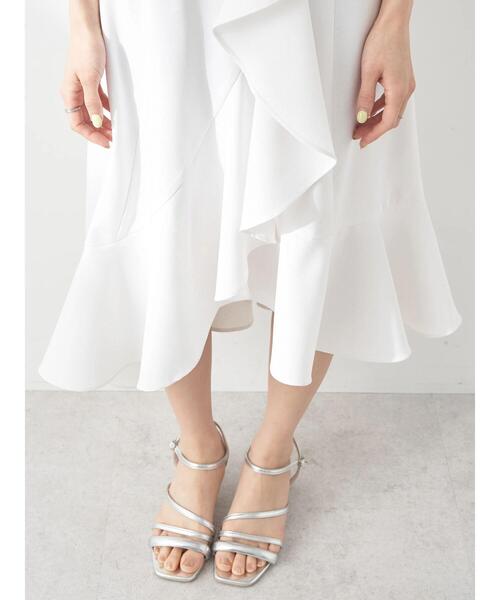 earth music&ecology（アースミュージックアンドエコロジー）の「アシメペプラムフレアバックレースミディ丈スカート（スカート・レディース・ブルー/ブラック/ホワイト・S/M）」の15枚目の写真