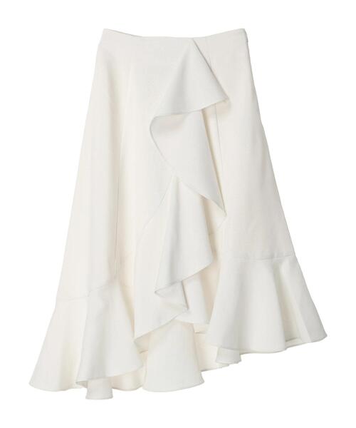 earth music&ecology（アースミュージックアンドエコロジー）の「アシメペプラムフレアバックレースミディ丈スカート（スカート・レディース・ブルー/ブラック/ホワイト・S/M）」の6枚目の写真