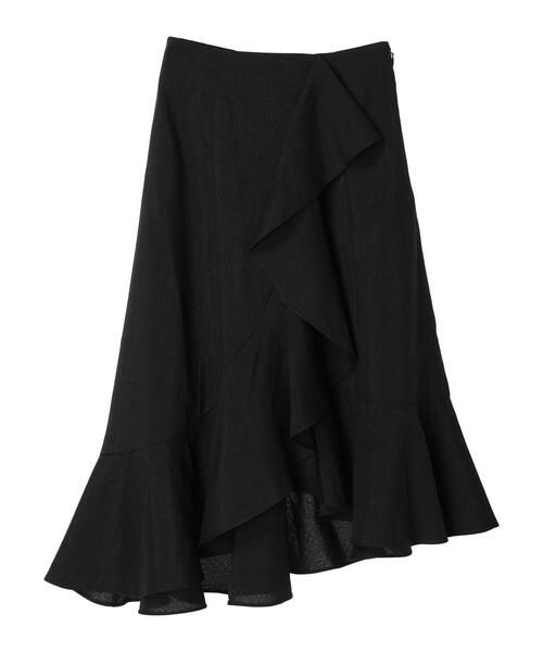 earth music&ecology（アースミュージックアンドエコロジー）の「アシメペプラムフレアバックレースミディ丈スカート（スカート・レディース・ブルー/ブラック/ホワイト・S/M）」の5枚目の写真