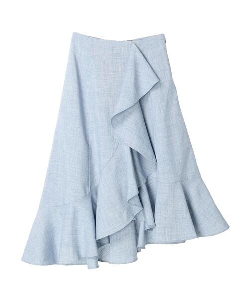 earth music&ecology（アースミュージックアンドエコロジー）の「アシメペプラムフレアバックレースミディ丈スカート（スカート・レディース・ブルー/ブラック/ホワイト・S/M）」の4枚目の写真