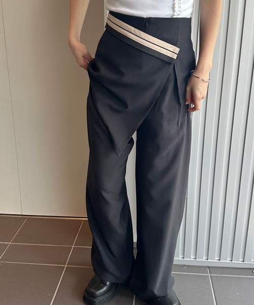 solleim(ソルレム)の「フラップレイヤードスラックス(その他パンツ・レディース・チャコールグレー/ブラック・S/M)」の2枚目の写真