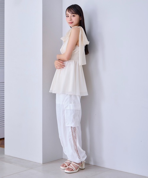 one after another NICE CLAUP(ワンアフターアナザーナイスクラップ)の「サイドレースカーゴパンツ(カーゴパンツ・レディース・ピンク/ホワイト/チャコールグレー/ホワイト系その他・FREE)」の16枚目の写真