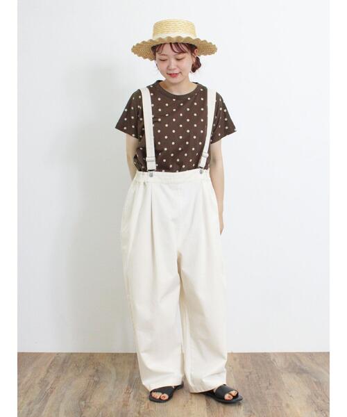 Samansa Mos2（サマンサ モスモス）の「【オーガニックコットン】ドット柄プリントTシャツ（Tシャツ/カットソー・レディース・ネイビー/ブラック/ブラウン/オフホワイト・F）」の16枚目の写真