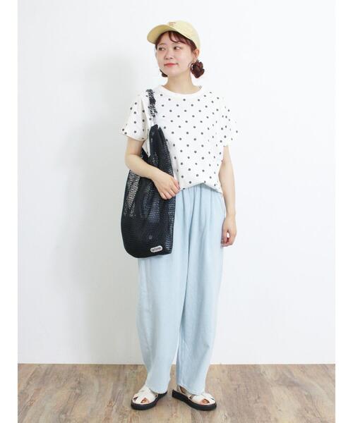 Samansa Mos2（サマンサ モスモス）の「【オーガニックコットン】ドット柄プリントTシャツ（Tシャツ/カットソー・レディース・ネイビー/ブラック/ブラウン/オフホワイト・F）」の20枚目の写真