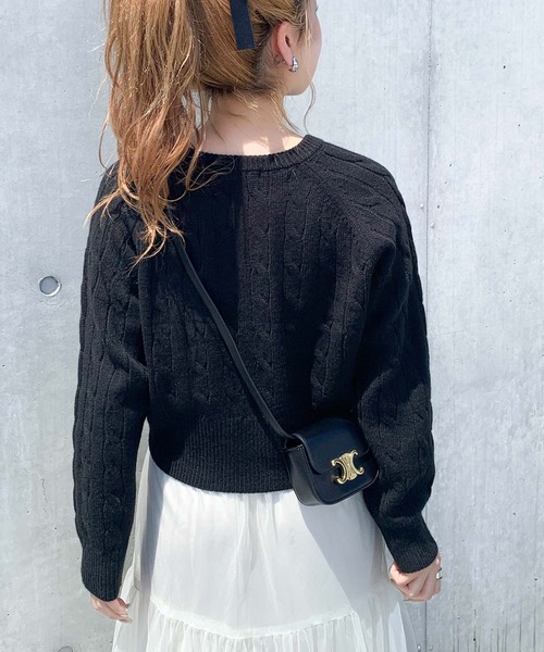 セール】【mily bilet】毎日着たいこなれニット。クロップド胸刺繍