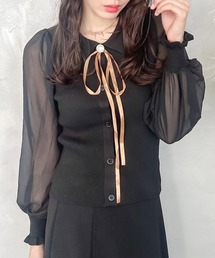 リボンタイシアースリーブシャツ
