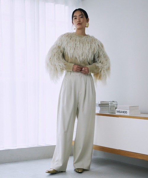 セール】MIXロングフェザーニットプルオーバー（ニット/セーター