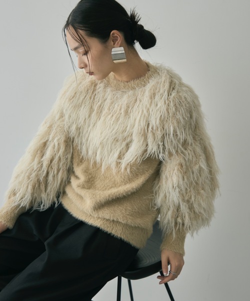 新品定価34,100円　shellerシェリエ　マルチフェザーニットファーニット シェリエ sheller マルチフェザー ニット ファーニット