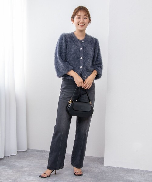 NOLLEY’S(ノーリーズ)の「《手洗い可能》ナイロンフェザーカーディガン(カーディガン/ボレロ・レディース・ネイビー/ブラウン・38)」の3枚目の写真