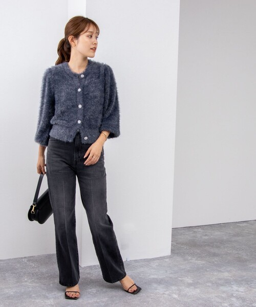 NOLLEY’S(ノーリーズ)の「《手洗い可能》ナイロンフェザーカーディガン(カーディガン/ボレロ・レディース・ネイビー/ブラウン・38)」の4枚目の写真