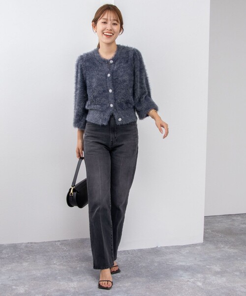 NOLLEY’S(ノーリーズ)の「《手洗い可能》ナイロンフェザーカーディガン(カーディガン/ボレロ・レディース・ネイビー/ブラウン・38)」の5枚目の写真