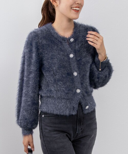 NOLLEY’S(ノーリーズ)の「《手洗い可能》ナイロンフェザーカーディガン(カーディガン/ボレロ・レディース・ネイビー/ブラウン・38)」の6枚目の写真