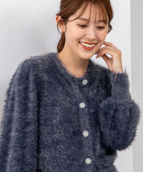 NOLLEY’S(ノーリーズ)の「《手洗い可能》ナイロンフェザーカーディガン(カーディガン/ボレロ・レディース・ネイビー/ブラウン・38)」の9枚目の写真