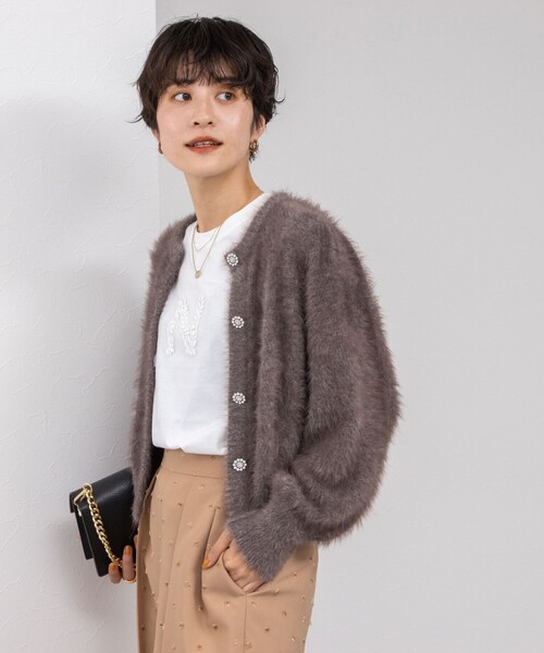 NOLLEY’S(ノーリーズ)の「《手洗い可能》ナイロンフェザーカーディガン(カーディガン/ボレロ・レディース・ネイビー/ブラウン・38)」の18枚目の写真