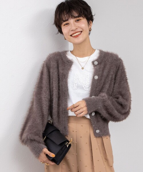 NOLLEY’S(ノーリーズ)の「《手洗い可能》ナイロンフェザーカーディガン(カーディガン/ボレロ・レディース・ネイビー/ブラウン・38)」の19枚目の写真