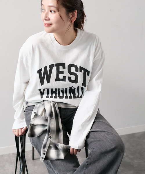 JOURNAL STANDARD（ジャーナルスタンダード）の「ラウンドヘムロンT（Tシャツ/カットソー・レディース・ホワイト/ブラウン/ブラック系その他・FREE）」の2枚目の写真