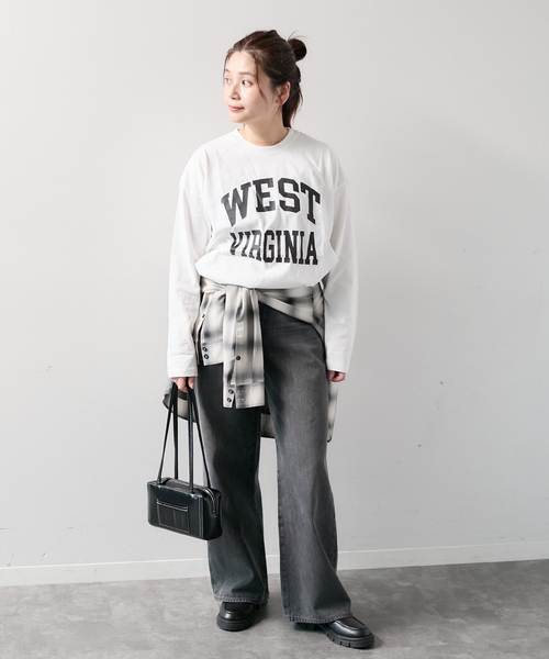 JOURNAL STANDARD（ジャーナルスタンダード）の「ラウンドヘムロンT（Tシャツ/カットソー・レディース・ホワイト/ブラウン/ブラック系その他・FREE）」の5枚目の写真