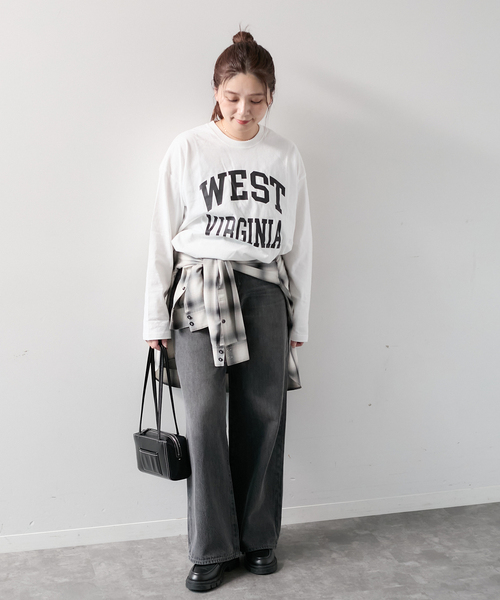 JOURNAL STANDARD（ジャーナルスタンダード）の「ラウンドヘムロンT（Tシャツ/カットソー・レディース・ホワイト/ブラウン/ブラック系その他・FREE）」の12枚目の写真