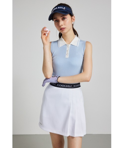 RIENDA GOLF】ノースリーブコンパクトニットトップス 夏服 サマー