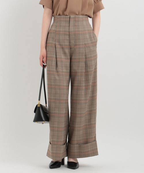 Andemiu（アンデミュウ）の「チェックオリカエシワイドパンツ141514（スラックス・レディース・ベージュ/グレー・SMALL/MEDIUM）」の2枚目の写真