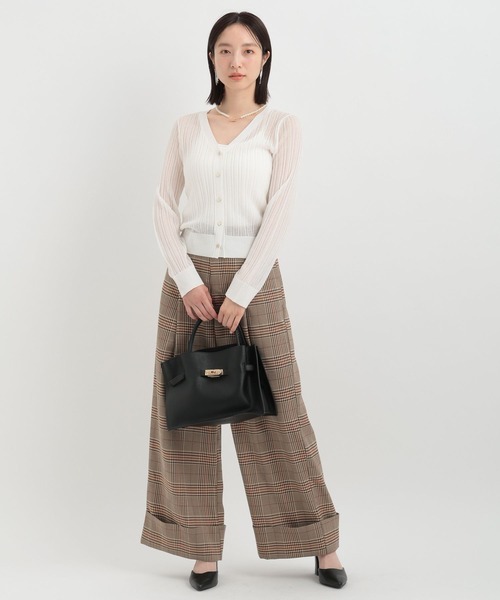 Andemiu（アンデミュウ）の「チェックオリカエシワイドパンツ141514（スラックス・レディース・ベージュ/グレー・SMALL/MEDIUM）」の13枚目の写真
