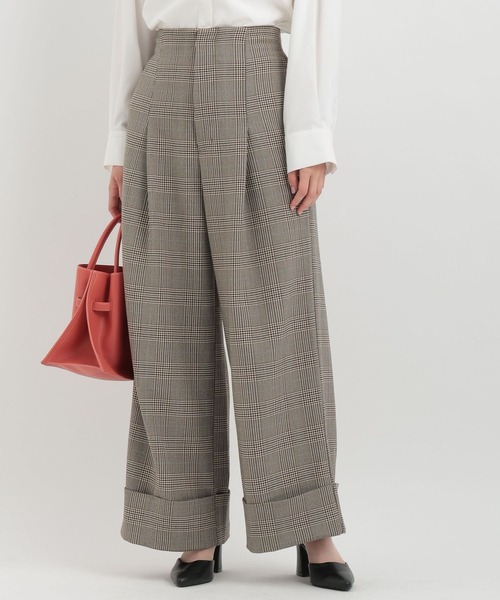 Andemiu（アンデミュウ）の「チェックオリカエシワイドパンツ141514（スラックス・レディース・ベージュ/グレー・SMALL/MEDIUM）」の12枚目の写真