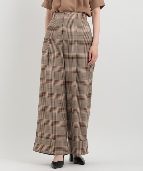Andemiu（アンデミュウ）の「チェックオリカエシワイドパンツ141514（スラックス・レディース・ベージュ/グレー・SMALL/MEDIUM）」の11枚目の写真