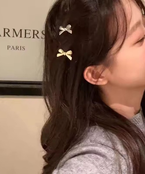 リボン型ヘアピン アイボリー ブラック ブラックビーズミニリボンヘアピン | ファッション通販サイト NUGU