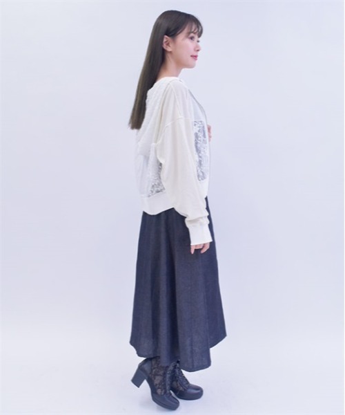 axes femme（アクシーズファム）の「センタージップデニムジャンパースカート（ジャンパースカート・レディース・インディゴブルー/ワンウォッシュ/ブラック・FREE）」の5枚目の写真